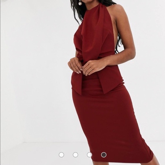 high neck backless pencil midi dress - Picture 3 of 7